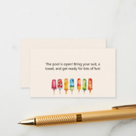 Popsicle Pool Fiesta Insertar Tarjeta para Invitac