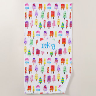 Popsicles Color de agua brillante Toalla de Playa 