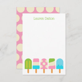 Popsicles Polka Dot Tarjetas de nota planas