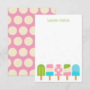 Popsicles Polka Dot Tarjetas de nota planas