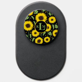 PopSocket Alegres girasoles estilizados en monograma negro