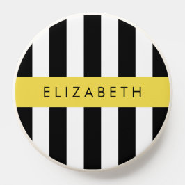 PopSocket Bandas en blanco y negro, rayas, líneas, nombre