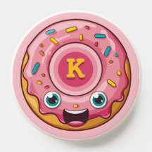 Cute rociado de rociado de vidrio rosado donut con