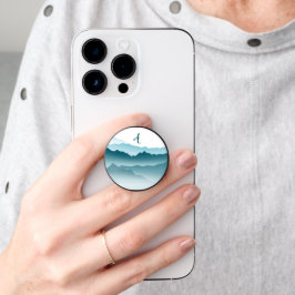 PopSocket Monograma Mínimo de Ondas Azules Personalizadas