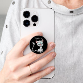 PopSocket Nombre de los gatos personalizados negros
