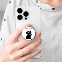 PopSocket Nombre de los gatos personalizados negros