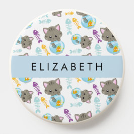 PopSocket Patrón De Gatos, Gatos Cutos, Gatitos, Tu Nombre