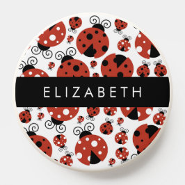 PopSocket Patrón de Ladybugs, Ladybugs Rojos, Tu Nombre