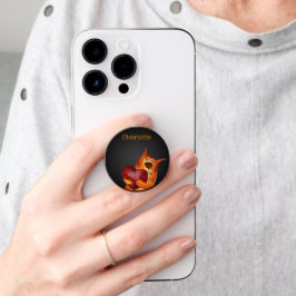 PopSocket Personalizados de naranja lindo nombre carbón