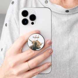 PopSocket Retrato de vaca de Highland nombre personalizado m