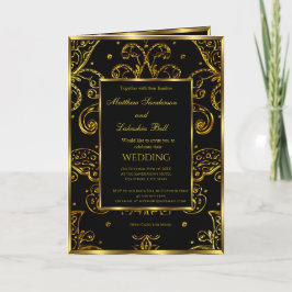 Popular Boda Gold Black Follette Menú de tarjetas