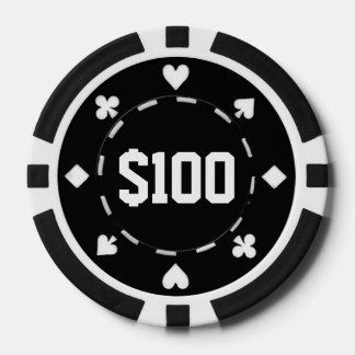 Póquer Casino, $100, fichas de póquer, negro/blanco