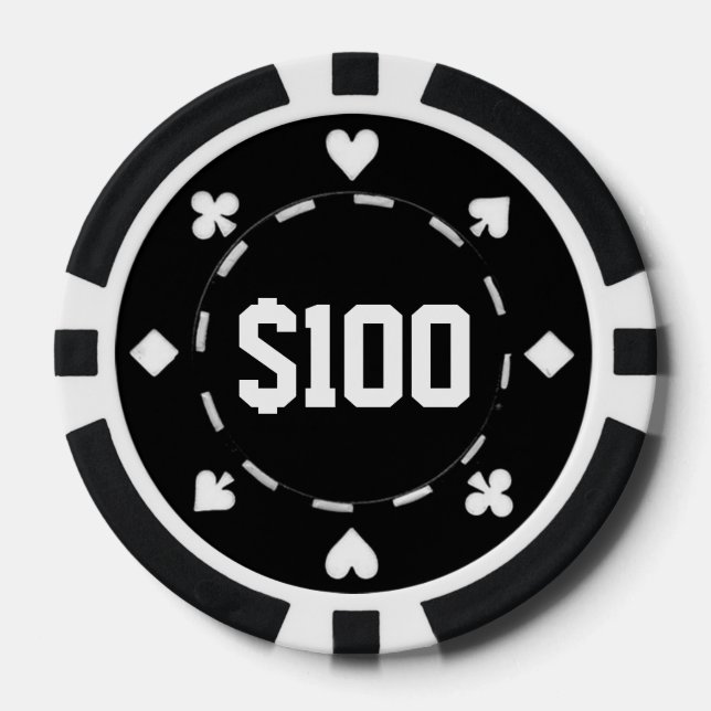 Póquer Casino, $100, fichas de póquer, negro/blanco (Anverso)