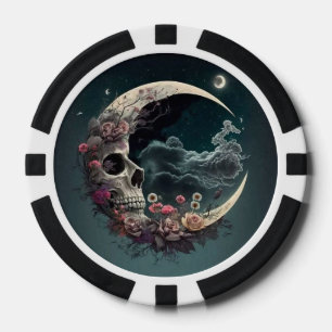 Póquer con cráneo en la luna y Rosas