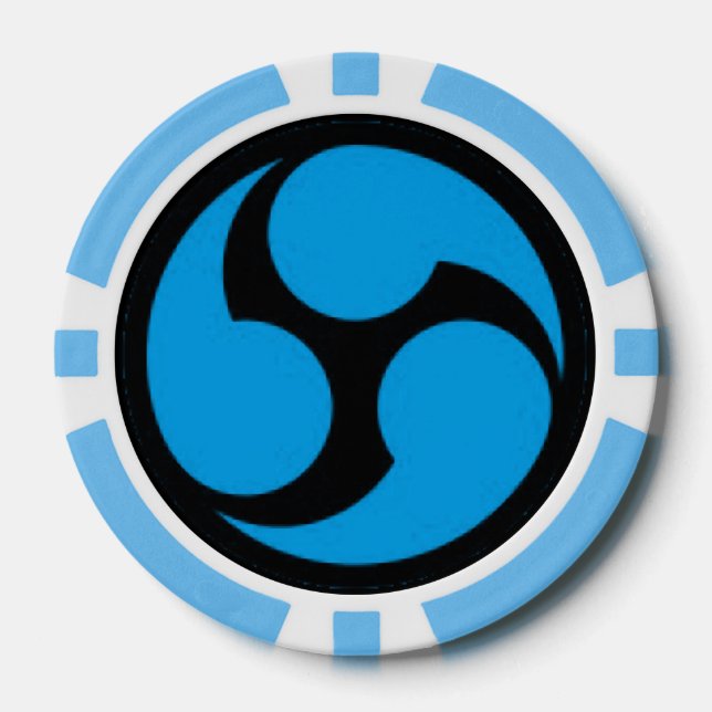 Póquer de arcilla, borde de rayas azules (Anverso)