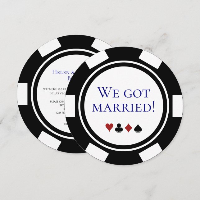Póquer de la Invitación Elopement Boda de las Vega (Anverso / Reverso)