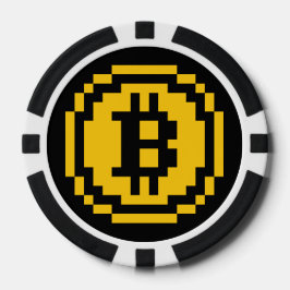 Póquer Logotipo de Bitcoin BTC de 8 bits | Fichas de póqu