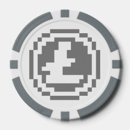 Póquer Logotipo de Litecoin LTC de 8 bits | Fichas de póq