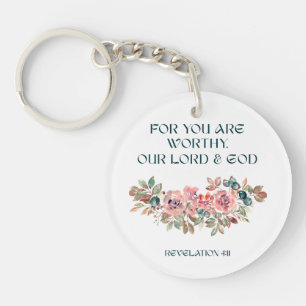 Por cuanto eres digno — Llavero floral de acuarela