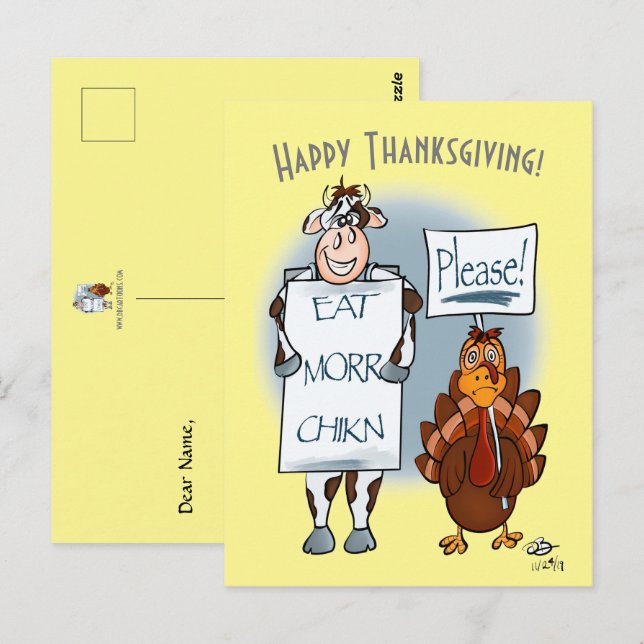 Por favor, Día de Acción de Gracias, tarjeta posta (Anverso / Reverso)