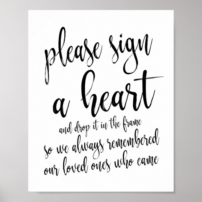 Por favor, firma un corazón Señal de boda rústica  (Frente)