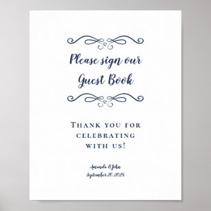Por favor firme nuestro libro de visitas Boda Azul