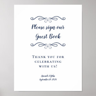 Por favor firme nuestro libro de visitas Boda Azul