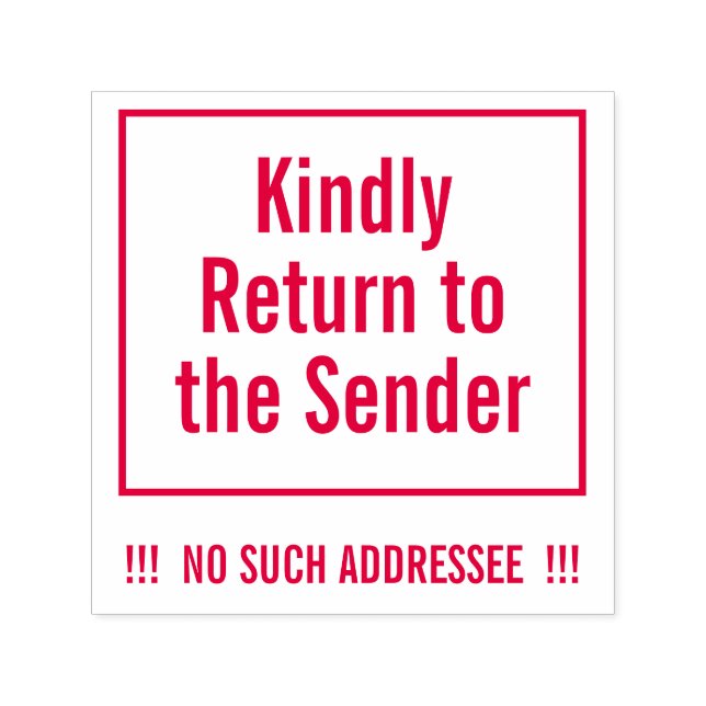 "Por favor, regrese al remitente" Sello de goma (Diseño)
