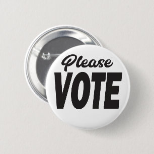 Por favor Votar simple botón blanco y negro