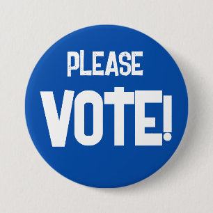 ¡Por favor, VOTEN! botón de campaña azul