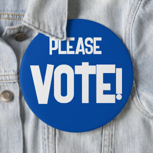 ¡Por favor, VOTEN! botón de campaña azul