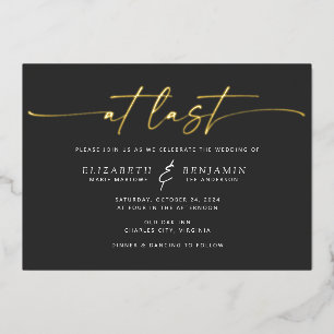 Por fin invitación al Relieve metalizado Boda hori