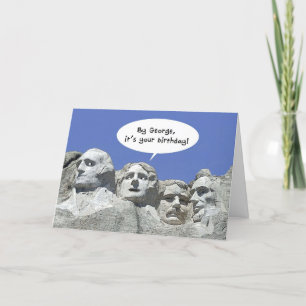 Por George es tu cumpleaños, tarjeta Mt Rushmore
