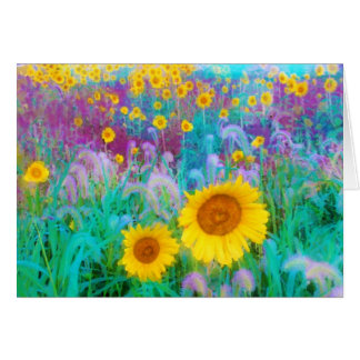 Por la mañana, tarjeta del girasol