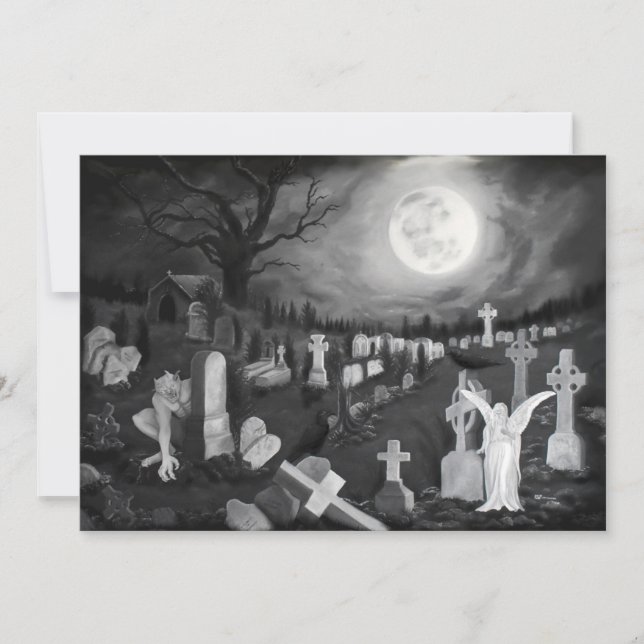 Por la noche en el cementerio - Ángel con el diabl (Anverso)