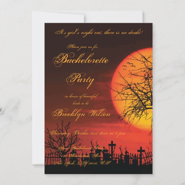 Por la noche, invitaciones a la Bachelorette Party (Anverso)