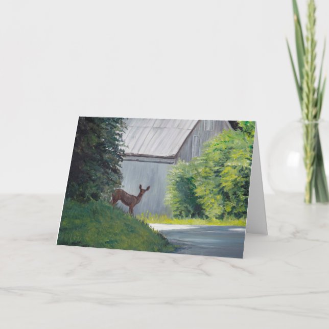 Por la tarjeta de saludo de Arte Animal White Shed (Anverso)
