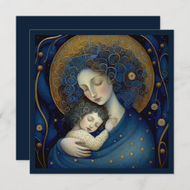 Por mamá en el día de la madre. Tarjeta madre e hi