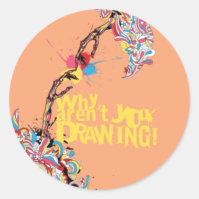 ¡Por qué no estás dibujando! Pegatinas de Skeleton (Anverso)