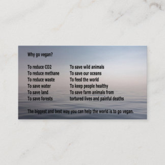 ¿Por qué va el vegano? Negocio-tipo tarjeta