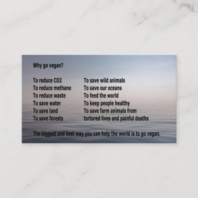 ¿Por qué va el vegano?  Negocio-tipo tarjeta (Anverso)