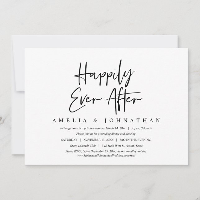 Por Siempre Felices, Invitación para Cena de Boda  (Anverso)