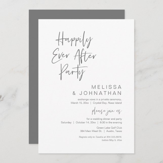 Por siempre jamás, invitación para la fiesta de bo (Anverso / Reverso)