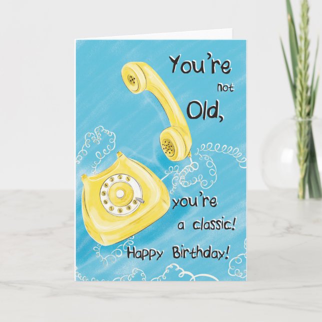 Por su divertida tarjeta de cumpleaños clásica tel (Anverso)