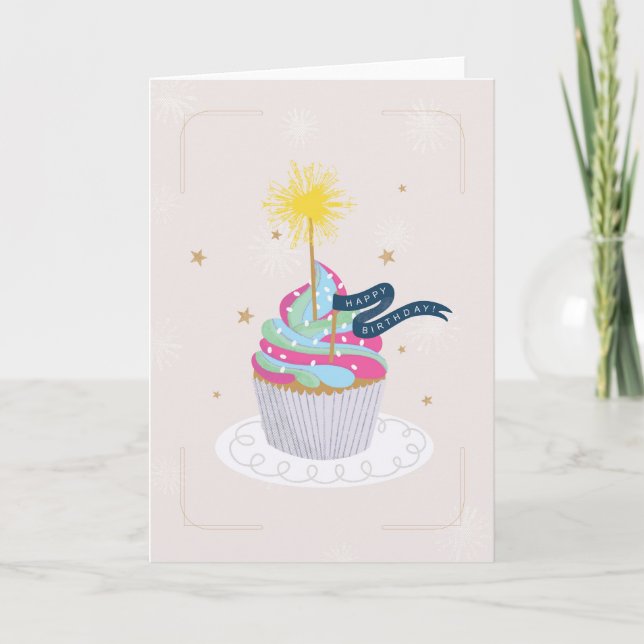 Por su moderna tarjeta de cumpleaños para pasteles (Anverso)