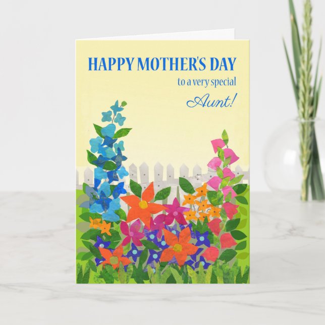 Por tía en el día de la madre con tarjeta de jardí (Anverso)