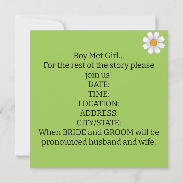 Por un poco de humor Invitación a la boda (Anverso)