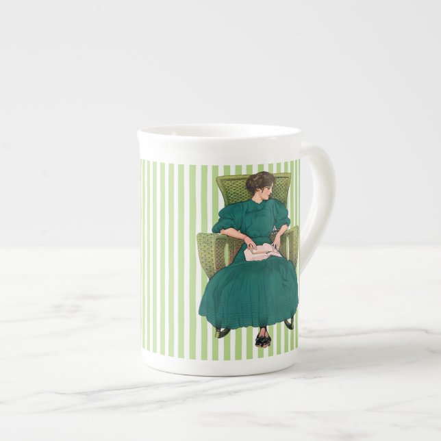 Porcelana Chica del libro en la silla, taza de té verde (Derecha)