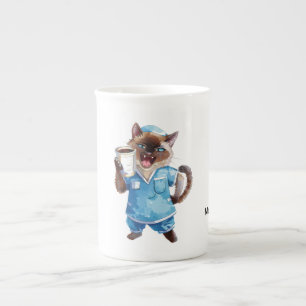 Porcelana Enfermera tomando una taza de café