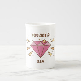 Porcelana Eres una gema Taza motivacional rosa de gema linda